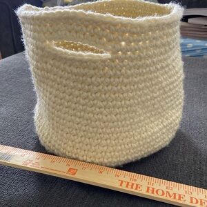 Handcrafted Cream Crochet Basket Bag Craft Handmade